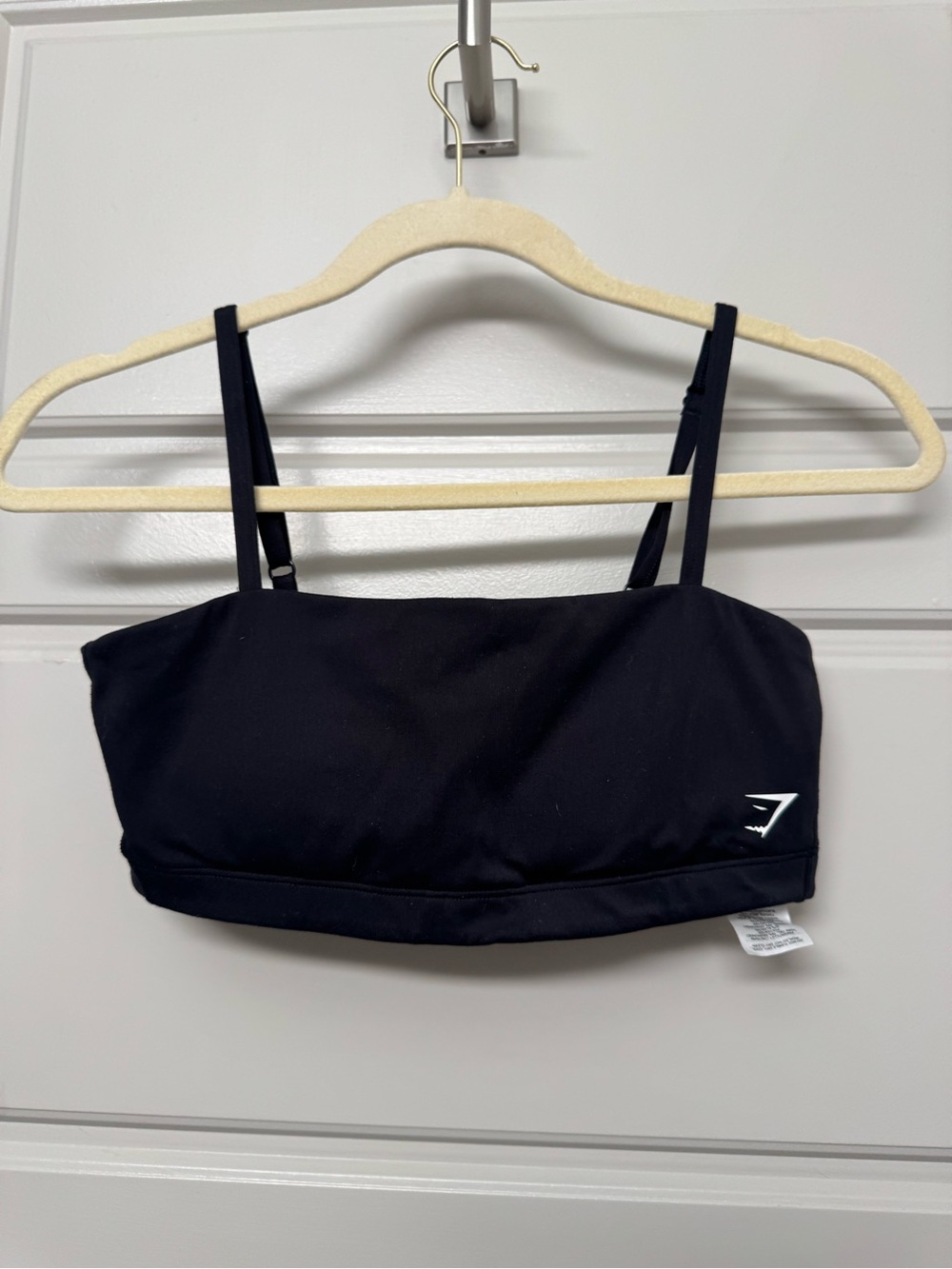 Gymshark Black Bandeau-Style Sports Bra with Thin Straps